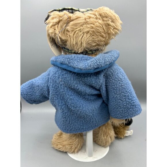 Progressive Plush Paige Bear With Puppy Wearing Blue Coat on Stand - Picture 6 of 8